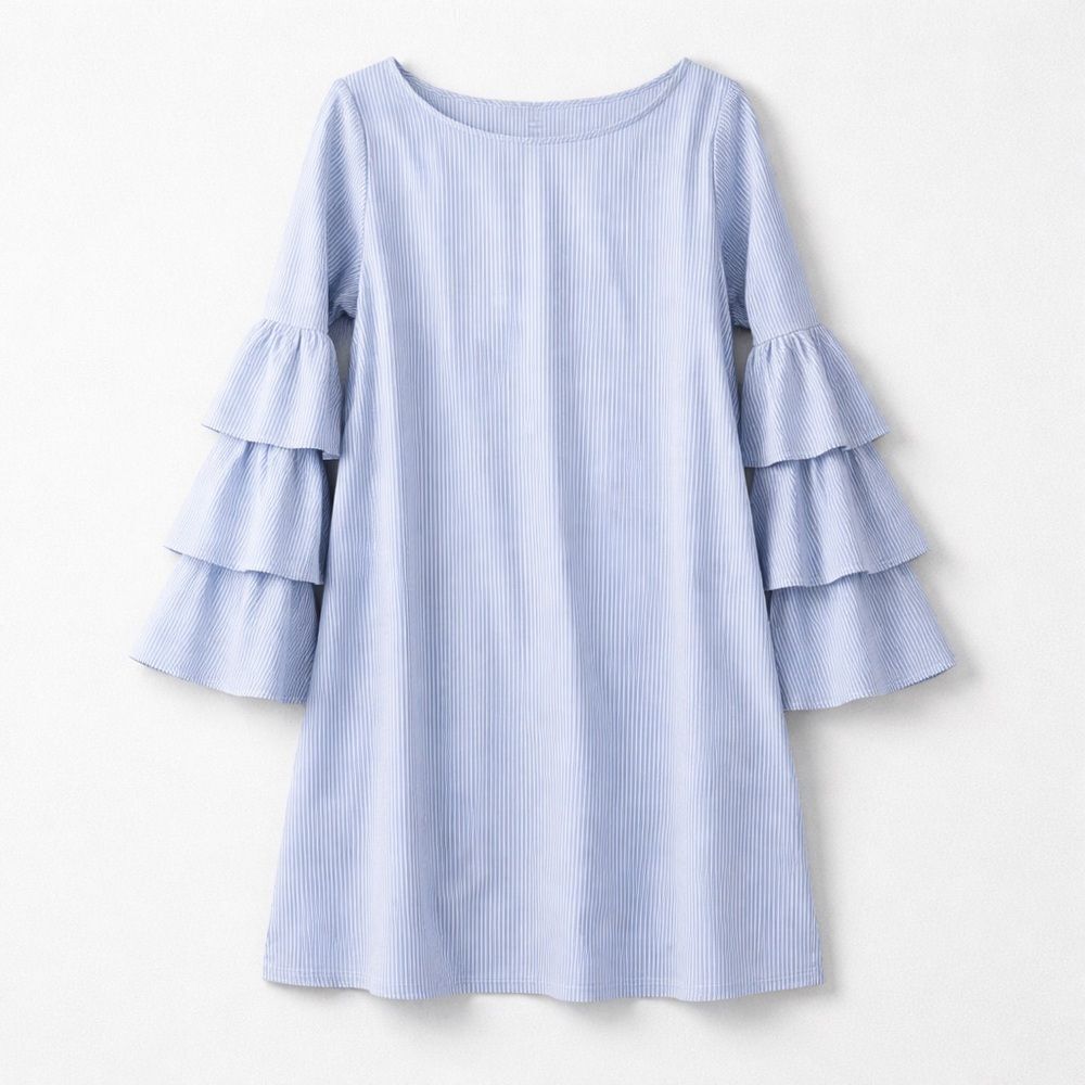 Philosophy blue and white tiered sleeve dress